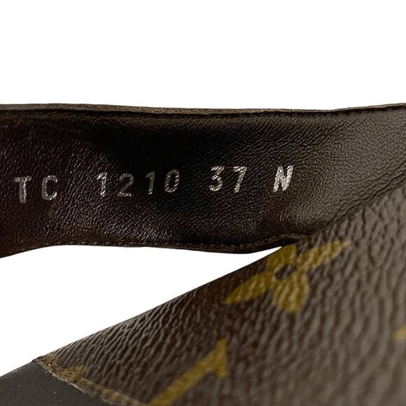 Louis Vuitton Sunny Flat Thong Sandals EU 37 Brown Monogram Logo Flip Flop Slide - Picture 7 of 9